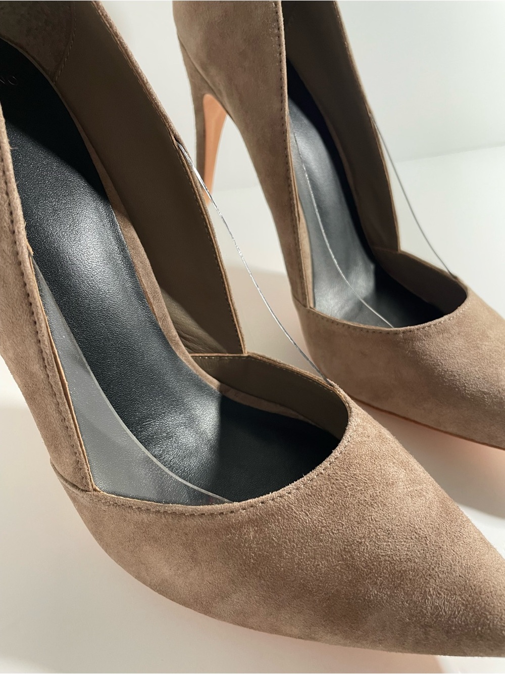 MARCIANO Leather Taupe Suede Pumps - Picture 8 of 16